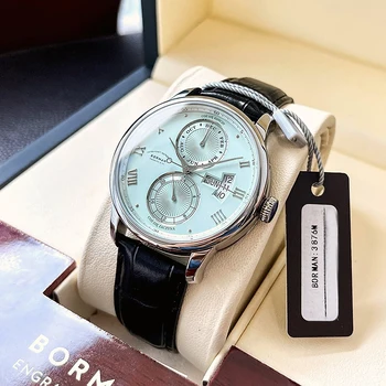 Швейцарский Люксовый бренд BORMAN Автоматические Механические Мужские часы Sapphire 50M Водонепроницаемые Многофункциональные Часы Reloj BM3876-2 Изображение 2