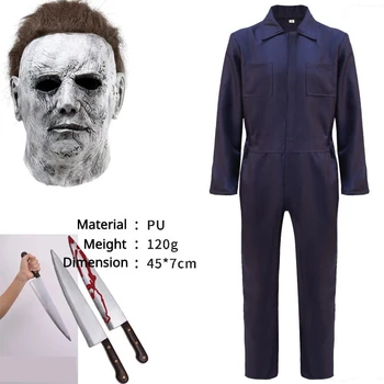2023 Новый костюм на Хэллоуин Бог смерти Лунный свет Майкл Майлз Кровавый нож Реквизит Маска террора Взрослый Боди