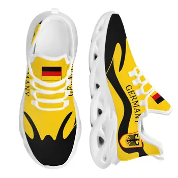 Новые кроссовки с немецким флагом, с изображением российского государственного герба, удобная повседневная обувь на платформе, нескользящая обувь на шнуровке для девочек Изображение 2