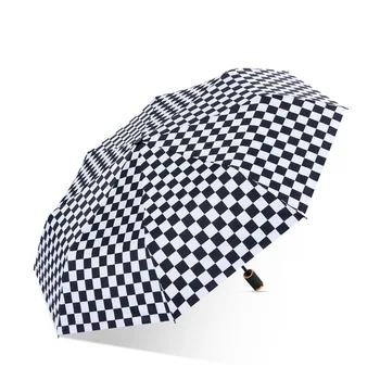 8 10 Автоматический зонт Umbrella Bone Шахматная доска Advanced Sense Автоматический зонт от солнца из черной резины