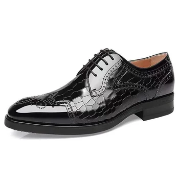Новые классические оксфорды из крокодиловой кожи, мужская обувь, весенняя повседневная обувь, подходящая мужчине для свадебной вечеринки, Британская мужская обувь, Мужские туфли на плоской подошве Zapatos