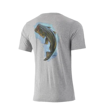 HUK Летняя одежда для рыбалки, рыболовные рубашки С коротким рукавом, футболки с защитой от ультрафиолета, Camisa De Pesca UPF 50, походная футболка Изображение 2