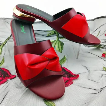 Африканская женская обувь винного цвета в стиле досуга, итальянская женская обувь для вечеринки, высококачественные сандалии для свадьбы