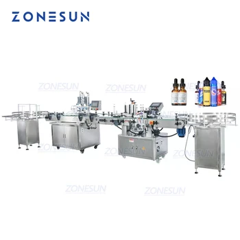 ZONESUN ZS-FAL180A8 Полноавтоматическая линия для розлива, укупорки и прикрепления этикеток для бутылок с жидким соком, водой и эфирным маслом ZONESUN ZS-FAL180A8