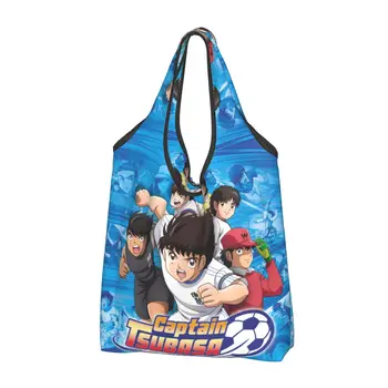 Японская футбольная манга Captain Tsubasa Grocery Tote Сумки для покупок Женские Забавные сумки для покупок через плечо Сумки большой емкости