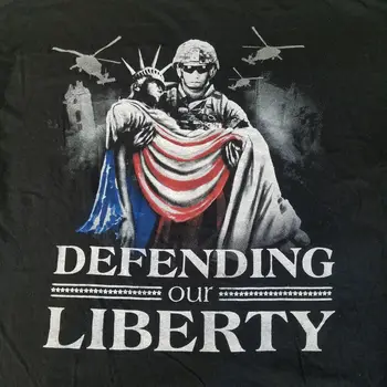 Soldier Solution Adult L Большая черная футболка с коротким рукавом и рисунком Liberty