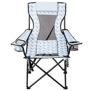 Раскладное кресло для отдыха, отдельная подставка для ног, бело-голубой дизайн, мягкий подголовник, для взрослых, 10,56 фунтов Изображение 2