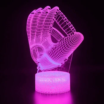 Бейсбольные перчатки Nighdn 3D Оптическая иллюзия Ночник Акриловый 3D LED USB 7 цветов Сменная светодиодная настольная лампа Подарок на день рождения для детей