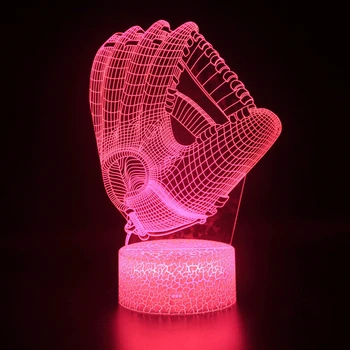 Бейсбольные перчатки Nighdn 3D Оптическая иллюзия Ночник Акриловый 3D LED USB 7 цветов Сменная светодиодная настольная лампа Подарок на день рождения для детей Изображение 2