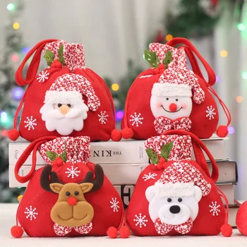 Рождественский подарочный пакет для чулок, матовая сумка для конфет, детская Рождественская сумка для яблок, Рождественский подарок Санта-Клауса 2023 Изображение 2