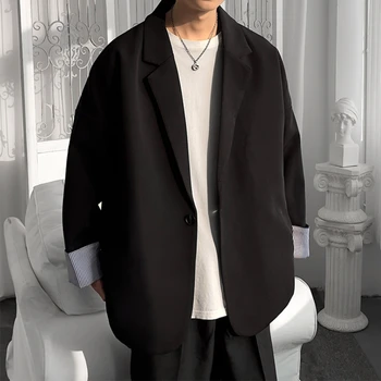 Мужская одежда в корейском стиле, свободные костюмы, мужской блейзер размера от M до XXL, мужское пальто в обтяжку и осенний мужской блейзер