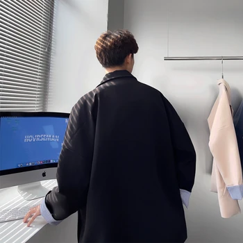 Мужская одежда в корейском стиле, свободные костюмы, мужской блейзер размера от M до XXL, мужское пальто в обтяжку и осенний мужской блейзер Изображение 2