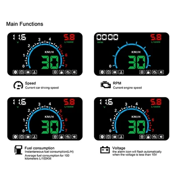 Автомобильный дисплей E350 OBD HUD Головной Дисплей Спидометр Универсальные Запчасти Аксессуары Изображение 2
