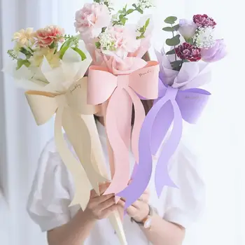 5 Цветов, 5 шт. Красивый бумажный пакет для одного букета, уникальный дизайн сумки для букетов с бантом на День Святого Валентина