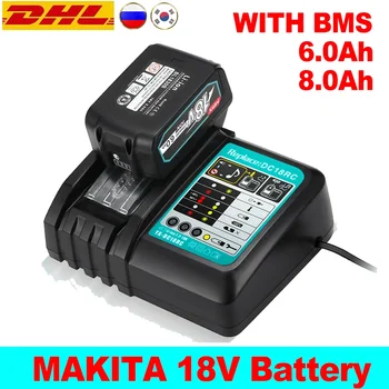 Новый BL1860 18650 Перезаряжаемый Аккумулятор 18V 6.0Ah Литий-ионный для Makita 18v Battery BL1840 BL1850 BL1830 BL1860B LXT Электроинструмент Изображение 2