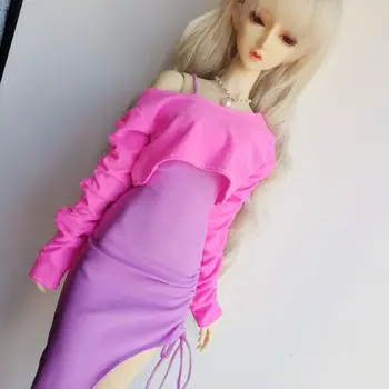 кукольная одежда 60 см для куклы 1/3 Bjd, облегающие платья на подтяжках, длинные рукава, юбка с разрезом большого размера, верхняя одежда, аксессуары для кукол Изображение 2
