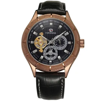 Модные Мужские подарочные часы Forsining 233 от ведущего бренда из натуральной кожи в стиле ретро с пятью выводами, автоматические механические мужские наручные часы