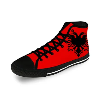 Высокие кроссовки с орлом под флагом Албании, мужская Женская повседневная обувь для подростков, парусиновые кроссовки для бега, дышащая Легкая обувь с 3D принтом.