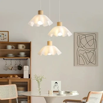 Ресторанный светильник в скандинавском ретро-стиле 2023, новый японский стиль, прикроватная люстра в форме цветка, светодиодная лампа