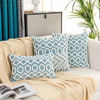 Декоративная наволочка 45x45 см/30x50 см, синяя домашняя наволочка, мягкая, для гостиной, спальни, дивана, кресла-кровати, застегивается на молнию