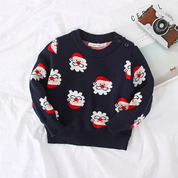 Уютные рождественские свитера для малышей и детские праздничные вязаные пуловеры с забавными рождественскими принтами для праздника 1-7 лет