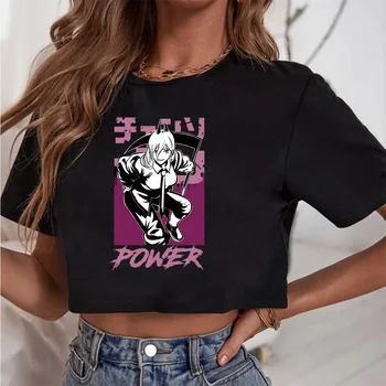 Женские укороченные футболки, футболка с японским аниме 