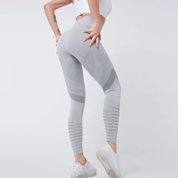 Бесшовные штаны для йоги, спорта и фитнеса, спортивные штаны для бега с высокой талией, подтягивающие бедра, одежда для тренировок, леггинсы для спортзала для женщин Изображение 2