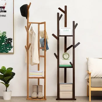 5 Моделей Стоячих вешалок для одежды, Многофункциональная система хранения одежды, Бамбуковая вешалка для сумок, Дизайнерская вешалка для одежды в виде ветки дерева