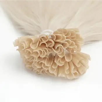 Белый Блонд 1001 Наращивание ногтей с U-образным кончиком, бусины с кератиновым клеем, бусины для наращивания человеческих волос 12-24 дюйма, 50шт. Изображение 2