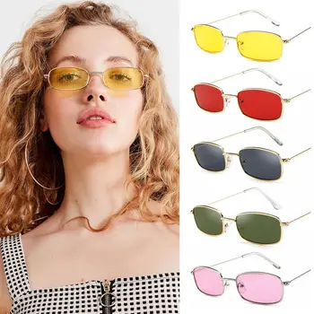 Винтажные Солнцезащитные очки Унисекс в стиле Стимпанк UV400 с маленькими прямоугольными солнцезащитными очками в металлической оправе в стиле ретро