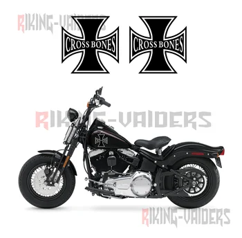 Пользовательские наклейки с крестом, наклейки на топливный бак, Наклейка на крыло для Harley Softail Cross Bones