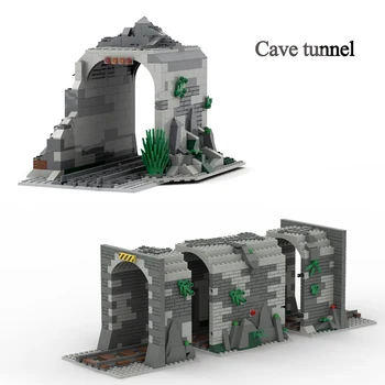 MOC Creative Train Железная дорога Пещера Туннель Строительный блок Трек Сцена Аксессуары DIY Кирпичная сборка Игрушки для мальчиков