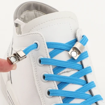 Эластичные шнурки без завязок Металлический замок Магнитные шнурки плоские для кроссовок простая установка Ленивый шнурок на резинке