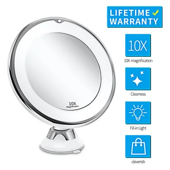 Гибкое зеркало для макияжа, 10-кратные увеличительные зеркала, 14 зеркал с сенсорным экраном со светодиодной подсветкой, Переносной туалетный столик, Косметические зеркала