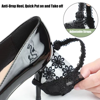 Эластичные шнурки для женщин, ремешок для обуви на высоком каблуке, регулируемый для удержания свободной обуви, противоскользящие шнурки для связки, оптовая продажа, прямая поставка Изображение 2