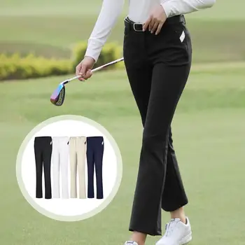 Женские брюки для гольфа С карманами на молнии, быстросохнущие брюки, расклешенные брюки для гольфа, Быстросохнущие стрейчевые брюки с высокой талией Для женщин, для путешествий и работы