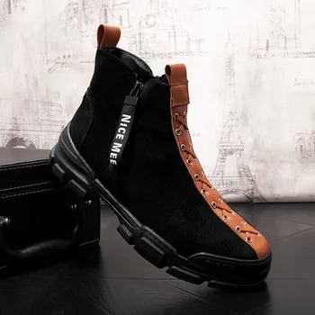 Новые осенние ботинки с высоким берцем модный мужчина в снегоступах повседневные молодежные ботильоны мужские кожаные ботинки b57