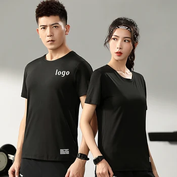 Мужская футболка для бега с логотипом на заказ, Мужская Женская быстросохнущая Спортивная футболка с коротким рукавом, Летняя верхняя одежда для спортзала