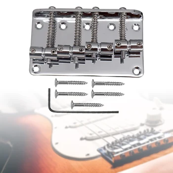 Регулируемый 4-струнный басовый бридж Хвостовик с винтами Электрическая коробка Гитарная пластина Инструментальные принадлежности Басовый бридж для гитары Изображение 2