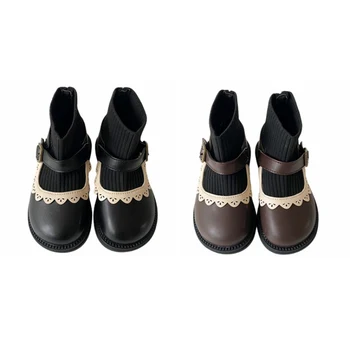 Детские Ботинки для девочек на плоской подошве, нескользящие свадебные модельные туфли с мягкой подошвой, кожаные туфли с носком для ходунков 1-8 лет