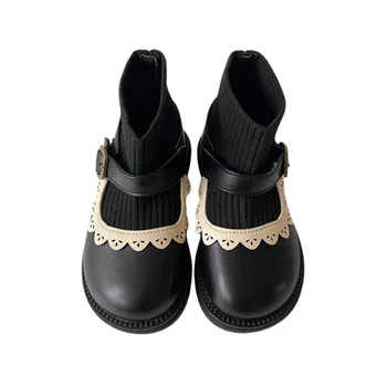 Детские Ботинки для девочек на плоской подошве, нескользящие свадебные модельные туфли с мягкой подошвой, кожаные туфли с носком для ходунков 1-8 лет Изображение 2