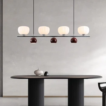 Длинная светодиодная люстра AiPaiTe в современном кремовом стиле для гостиной, столовой, бара, белая/ бордовая люстра