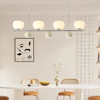 Длинная светодиодная люстра AiPaiTe в современном кремовом стиле для гостиной, столовой, бара, белая/ бордовая люстра Изображение 2