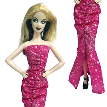 Кукла NK 1 шт. великолепное розовое вечернее платье со звездным небом, сверкающее платье с рисунком звезд для куклы Барби, лучший подарок, Игрушки и аксессуары