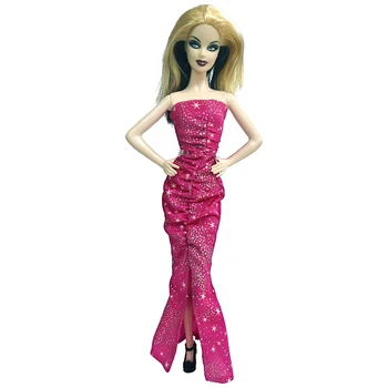 Кукла NK 1 шт. великолепное розовое вечернее платье со звездным небом, сверкающее платье с рисунком звезд для куклы Барби, лучший подарок, Игрушки и аксессуары Изображение 2