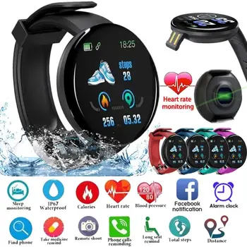 Смарт-спортивные часы D18S, цифровые светодиодные электронные наручные часы, Bluetooth-совместимый пульсометр, фитнес-трекер артериального давления Изображение 2