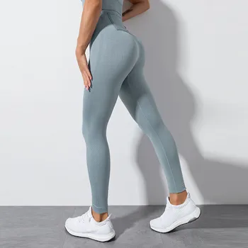 Женские Спортивные бесшовные брюки с сетчатой каймой, штаны с карманами, Штаны для йоги Изображение 2