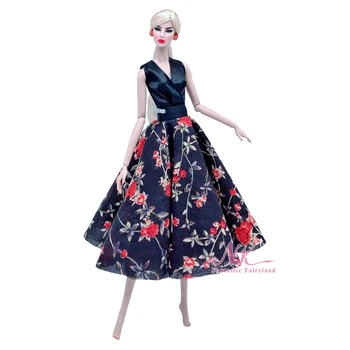 NK 1 комплект 30 см Платье Принца Классическая Черная юбка в горошек с цветочным рисунком для куклы Барби Праздничное платье Детские игрушки Аксессуары Подарок для девочки