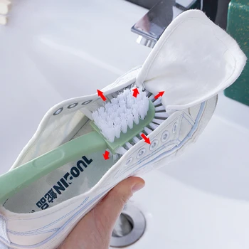 Бытовая многофункциональная универсальная пятисторонняя щетка для мытья обуви, многофункциональная пластиковая щетка для обуви с мягкой щетиной на длинной ручке Изображение 2