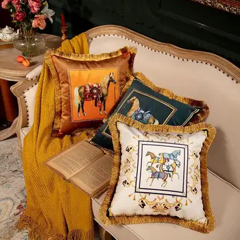 Доступны бархатные подушки в европейском стиле в стиле ретро, диванная подушка с кисточками, украшение дома, роскошные объятия на подушках, автомобили для домашнего офиса.